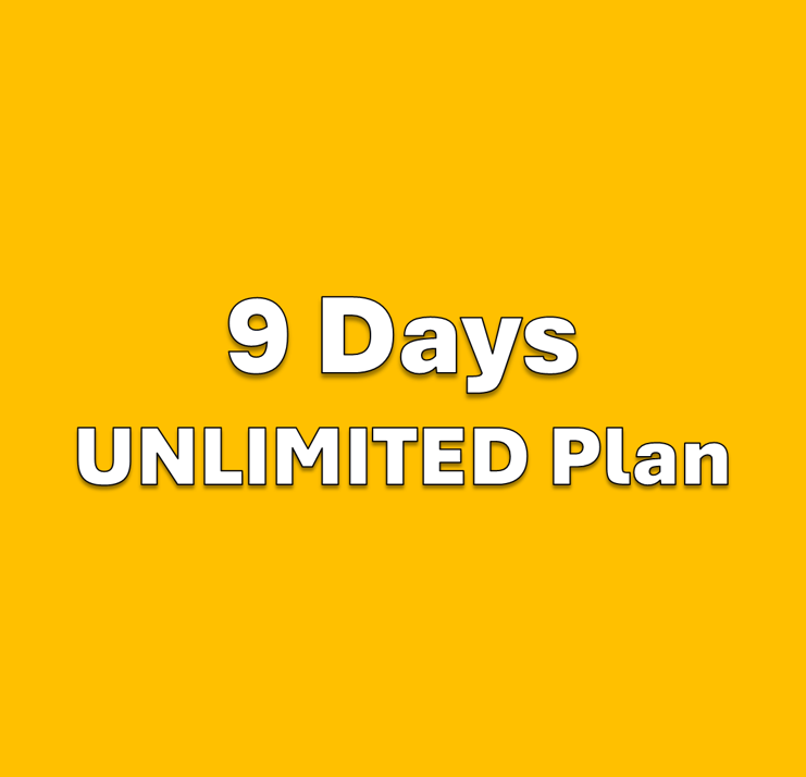 Physical SIM　Unlimited Plan　9 days